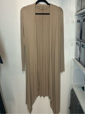 Blue Blush Ribbed Knit duster - Taupe